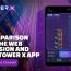 Visual comparison of TowerX app and web version, illustrating variations in user interface and accessibility options.