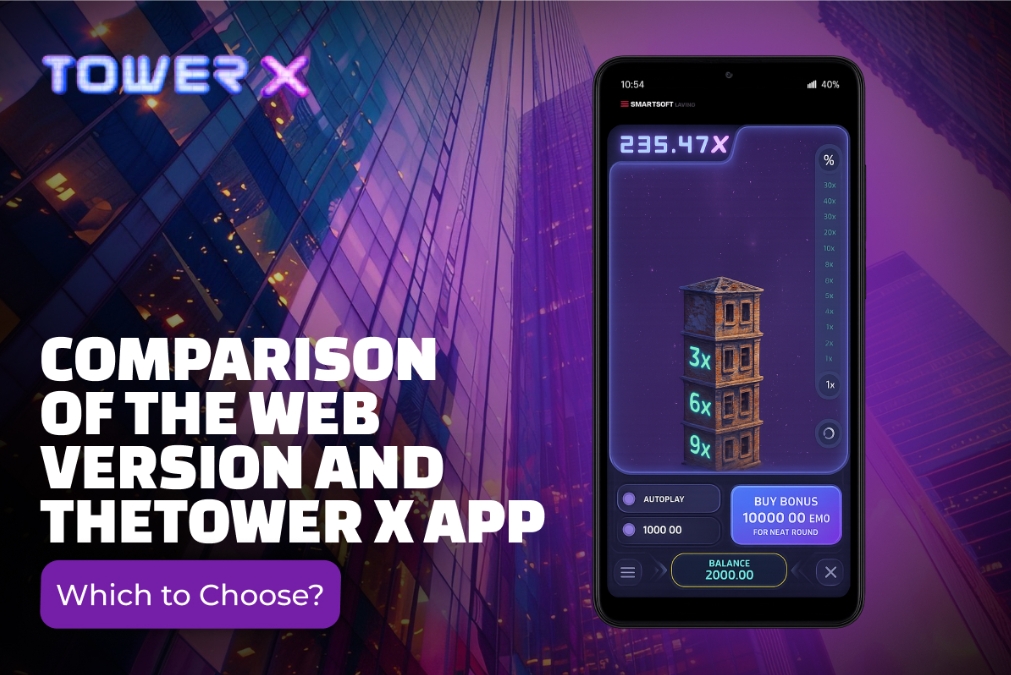Visual comparison of TowerX app and web version, illustrating variations in user interface and accessibility options.